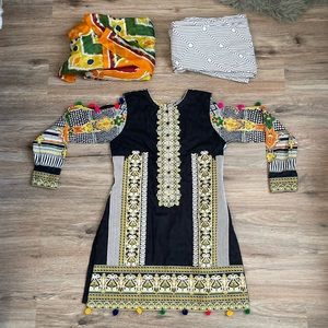 Like New ELAN Stitched Small Embroidered Shalwar Kameez w/ Dupatta